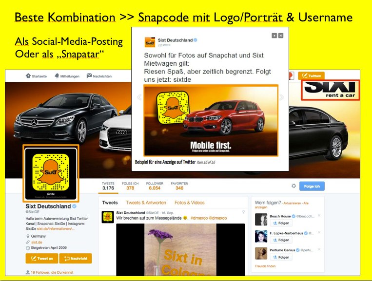 Snapcode bei Twitter Sixt.de als Profilbild und Bildposting